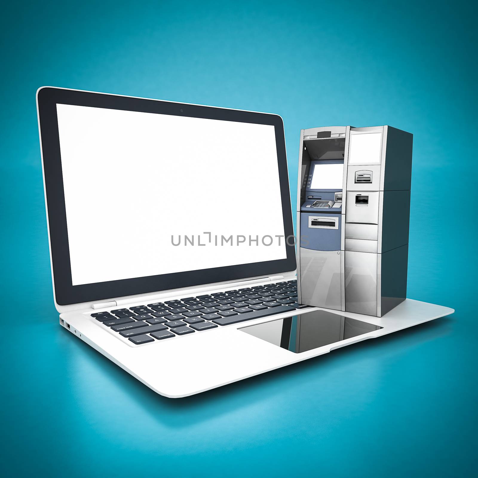 image of the new ATM on blue background