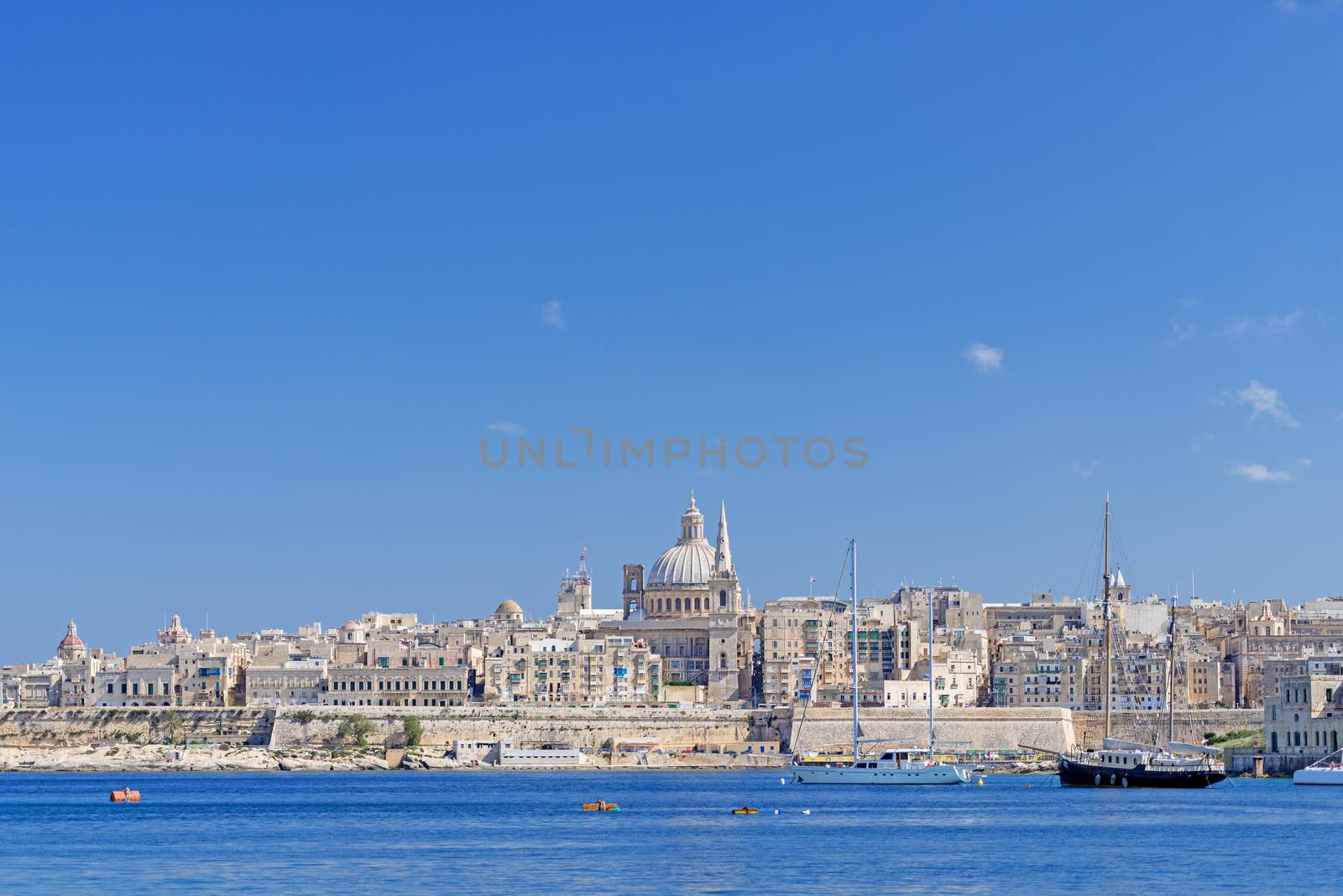 Valletta skyline with the Saint Pauls Cathedral Malta by Nanisimova