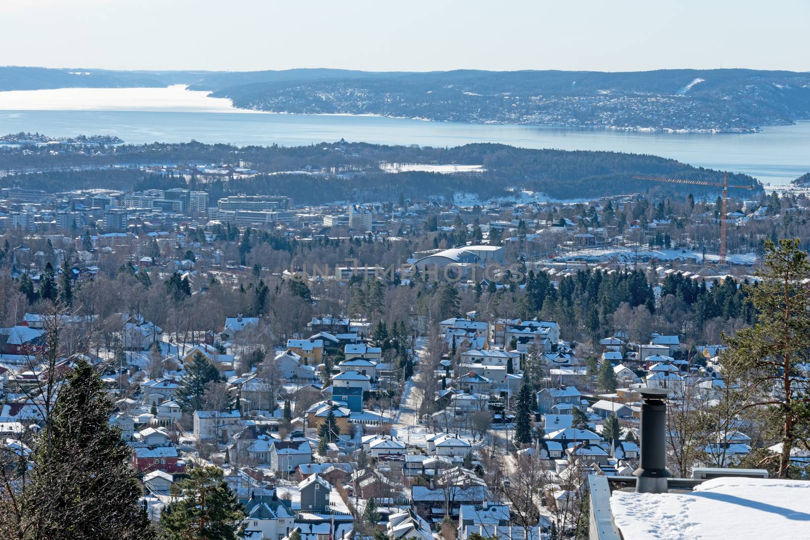 Panoramic view on Oslo at winter