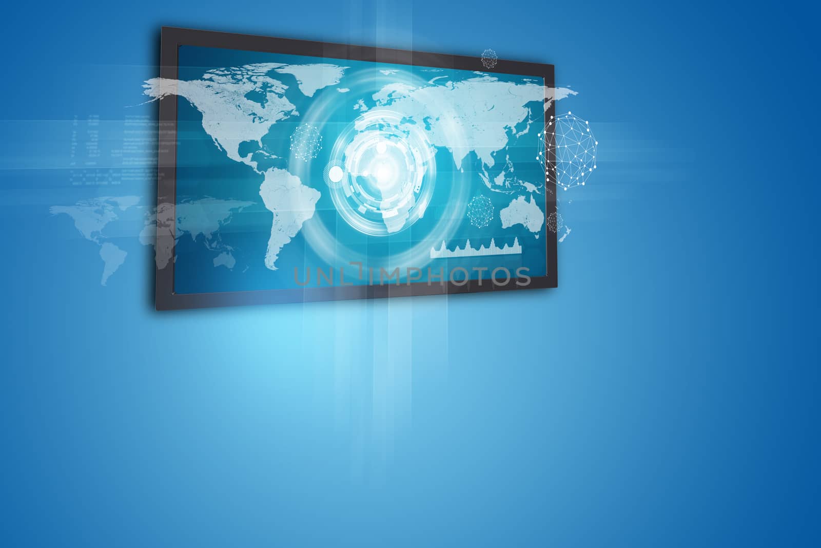 Touchscreen display with world map and circles by cherezoff