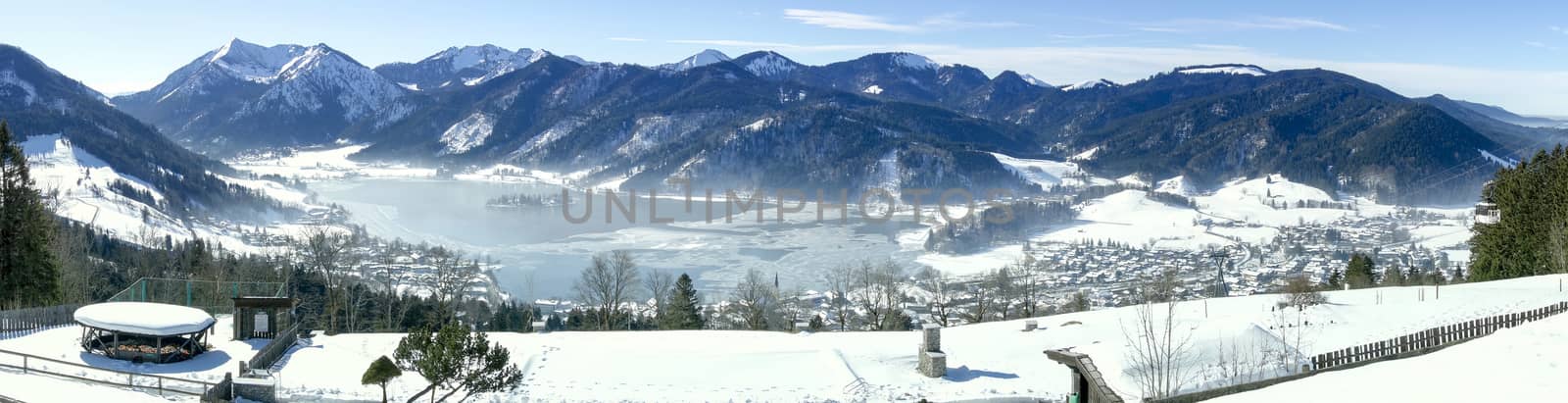 An image of the Schliersee at winter in Bavaria Germany