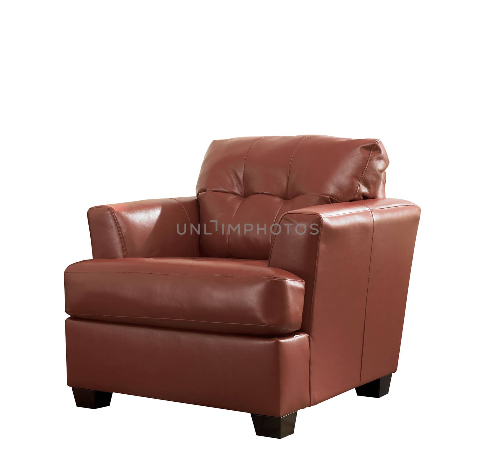 Classic Brown leather armchair isolated on white background with by ozaiachin