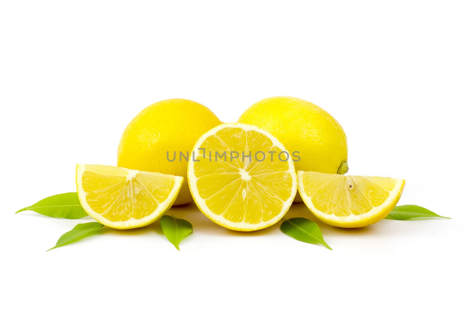 fresh lemons on white background