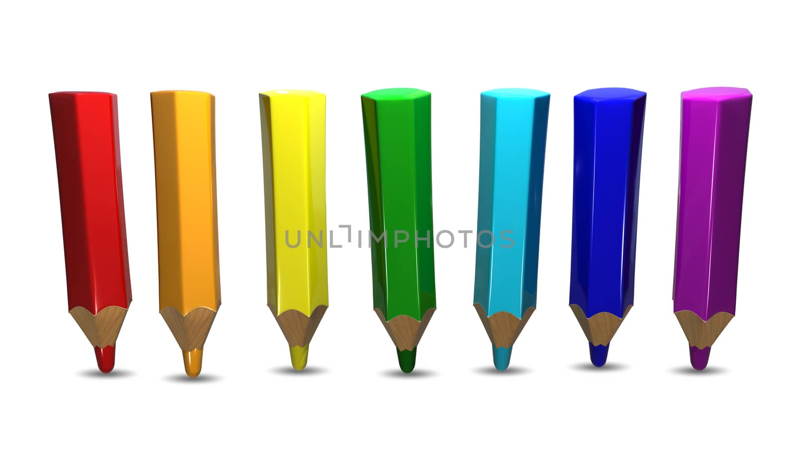 Illustration of Colored Pencils on White Background