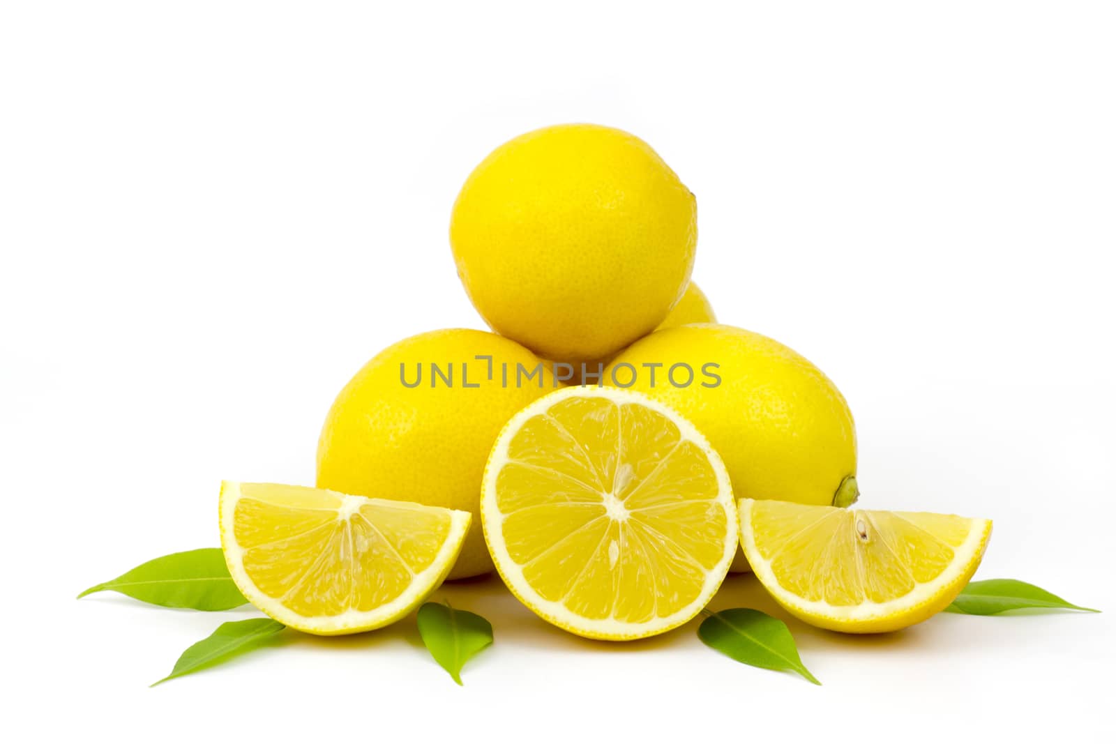 fresh lemons on white background