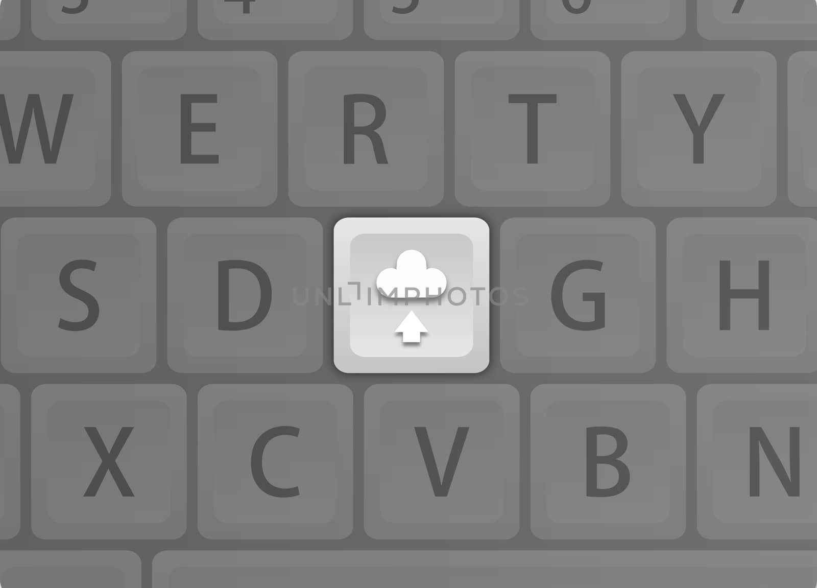 Illustration of a computer keyboard with a cloud icon key