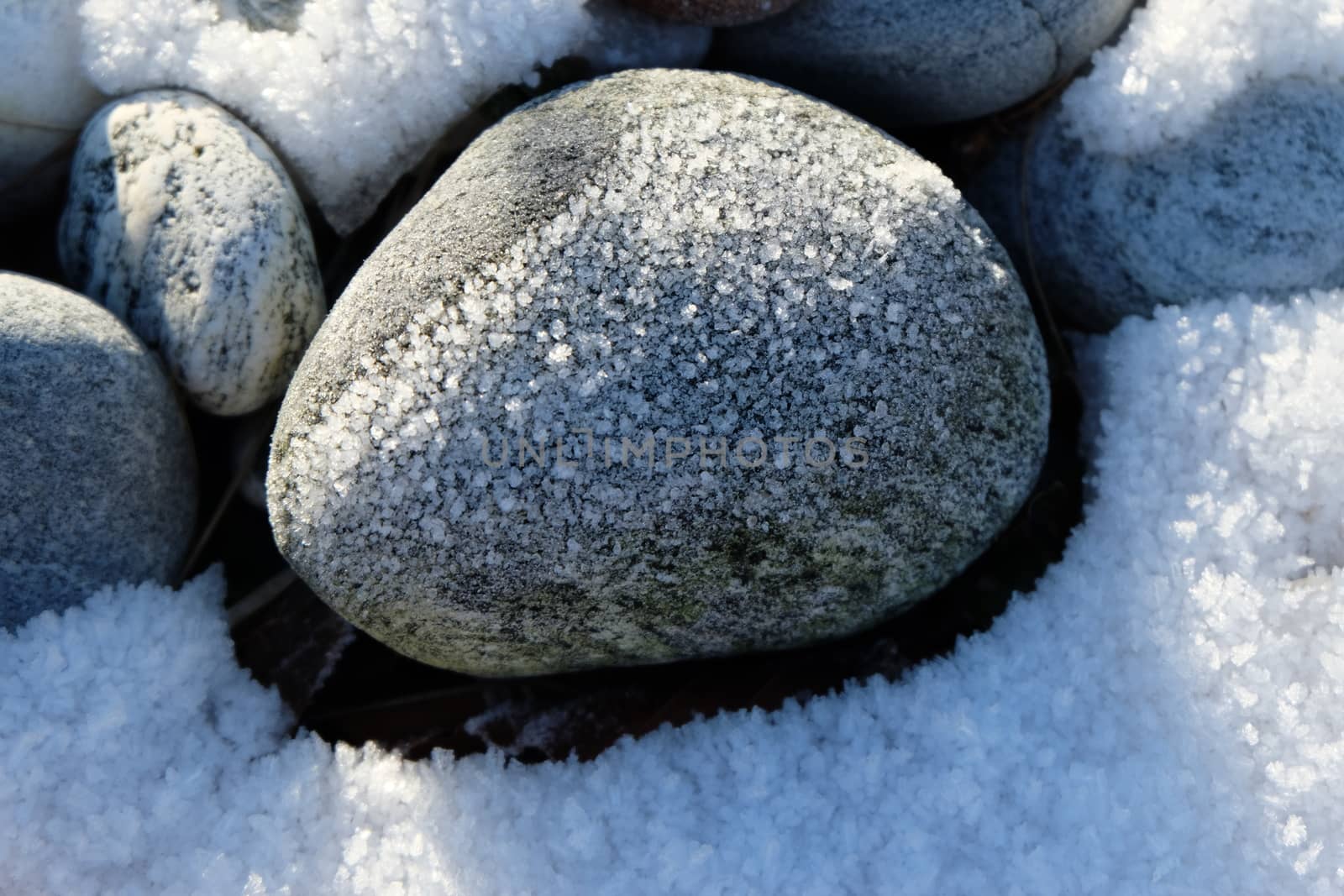 Stones with snow