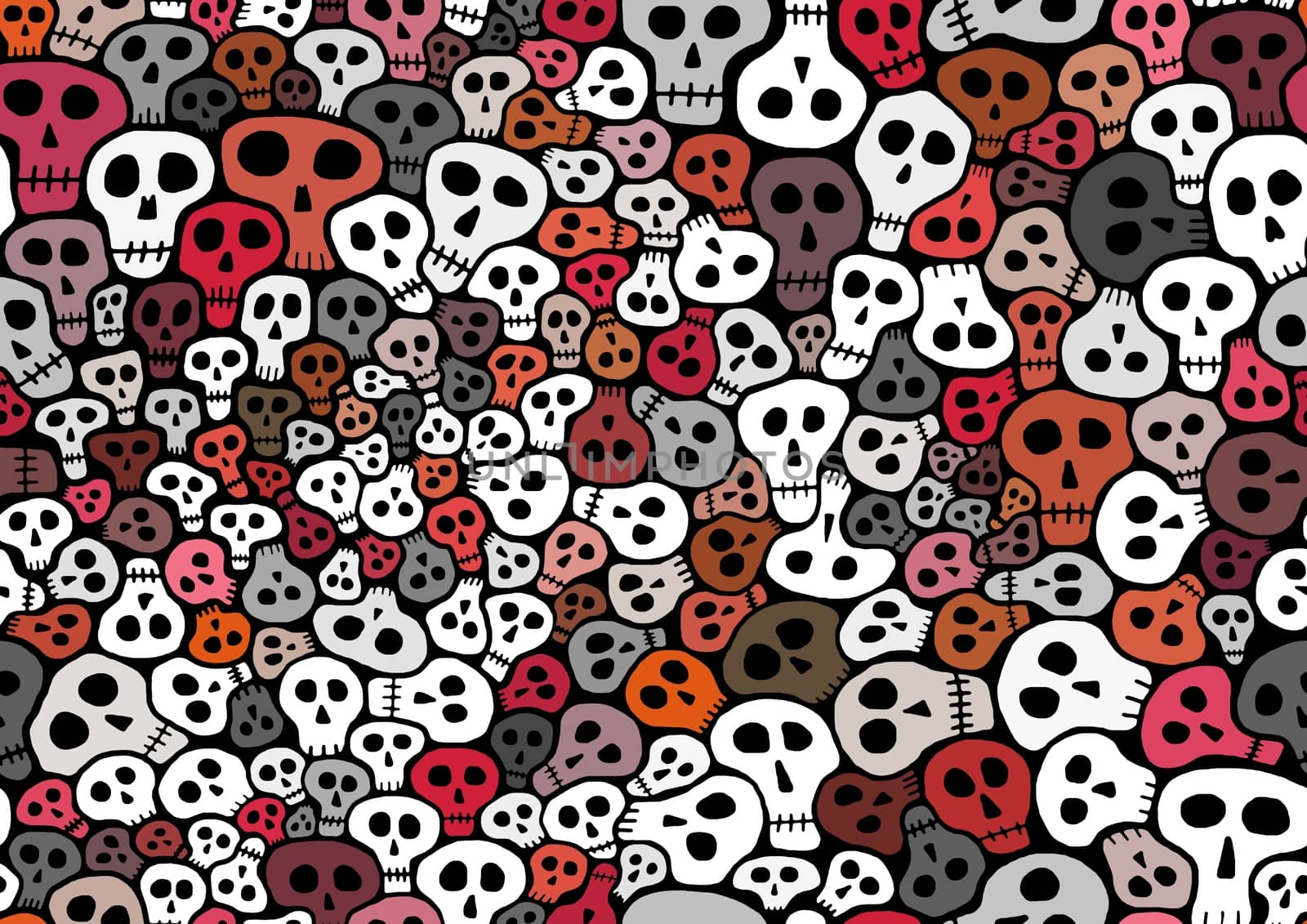 Abstract seamless Illustration of lots of skulls