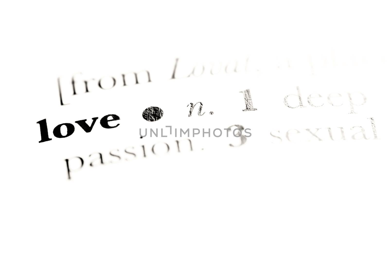 dictionary definition of love isolated on white