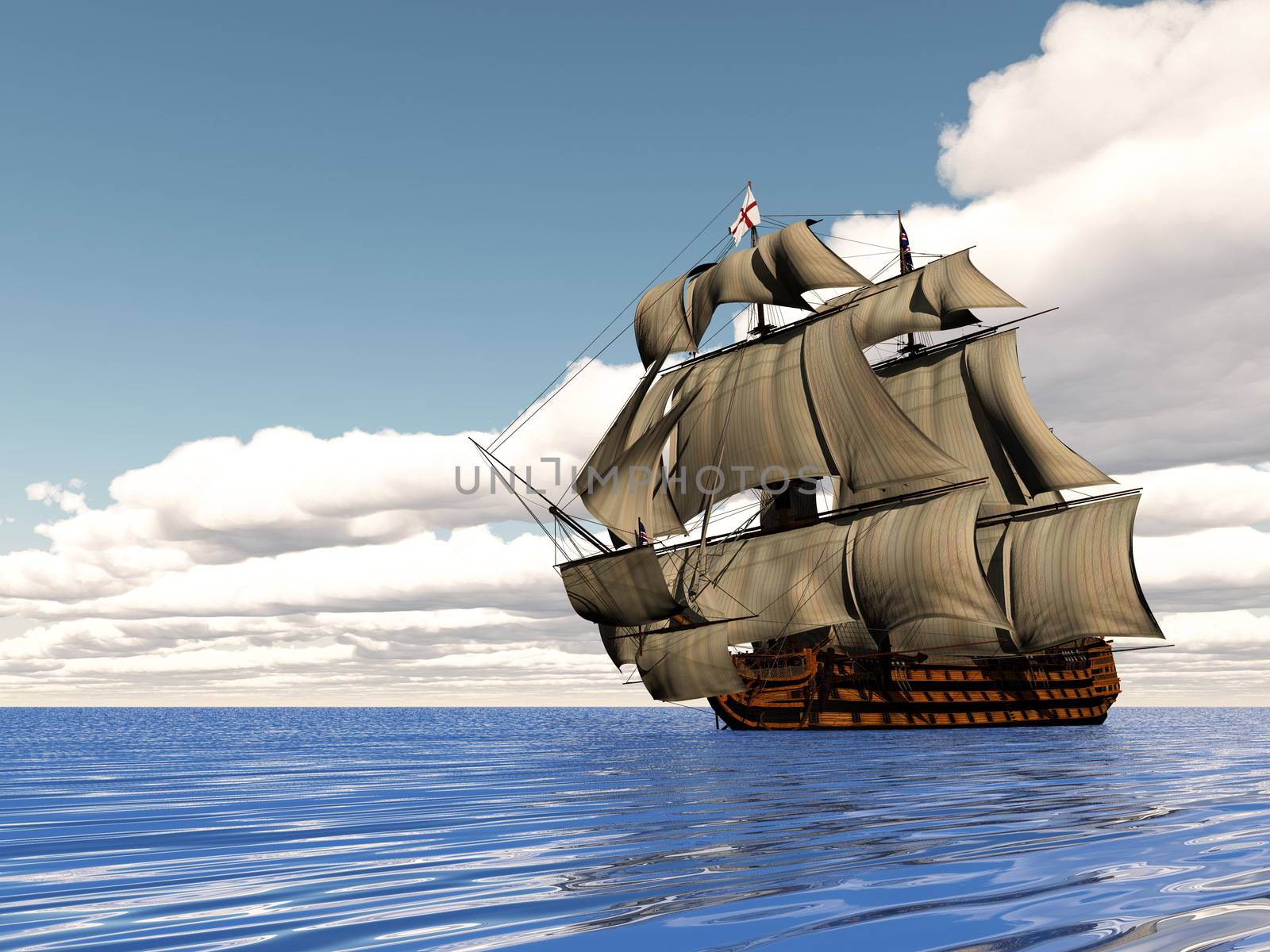 Old ship HSM Victory - 3D render by Elenaphotos21