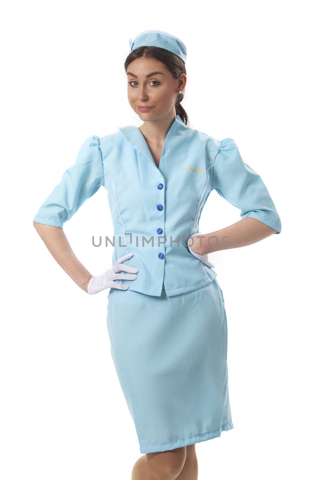 female flight attendant on white by bernjuer