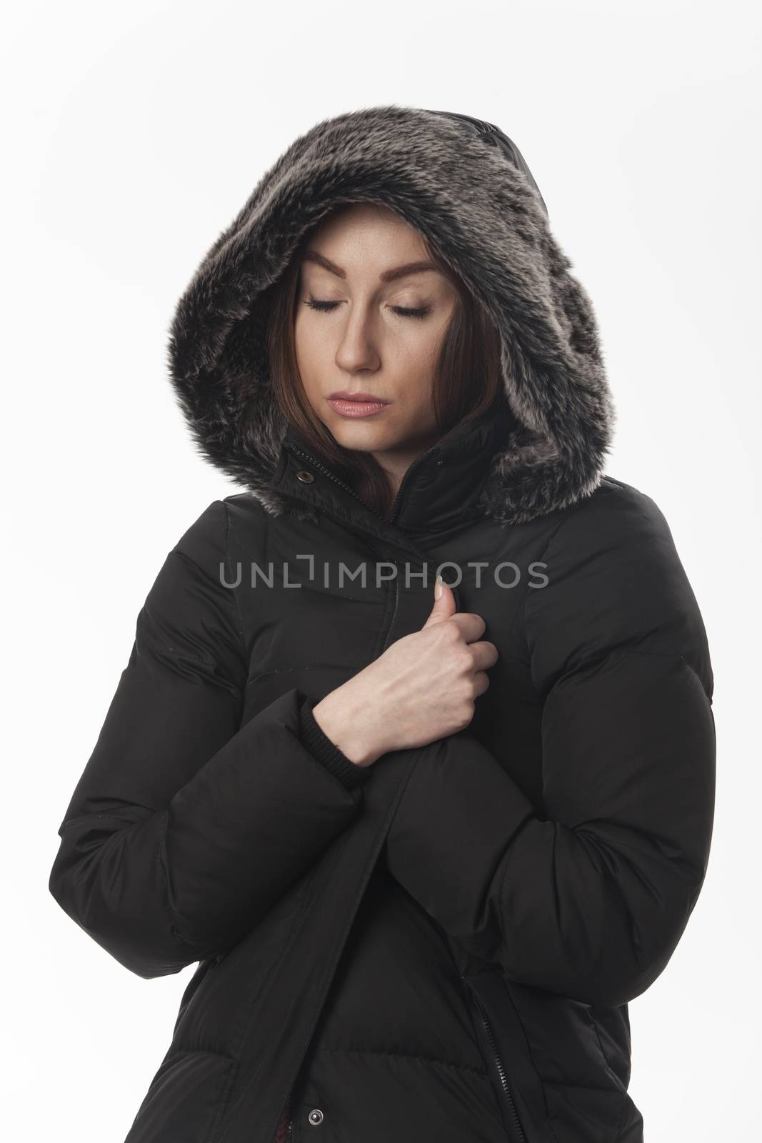 woman in a winter parka