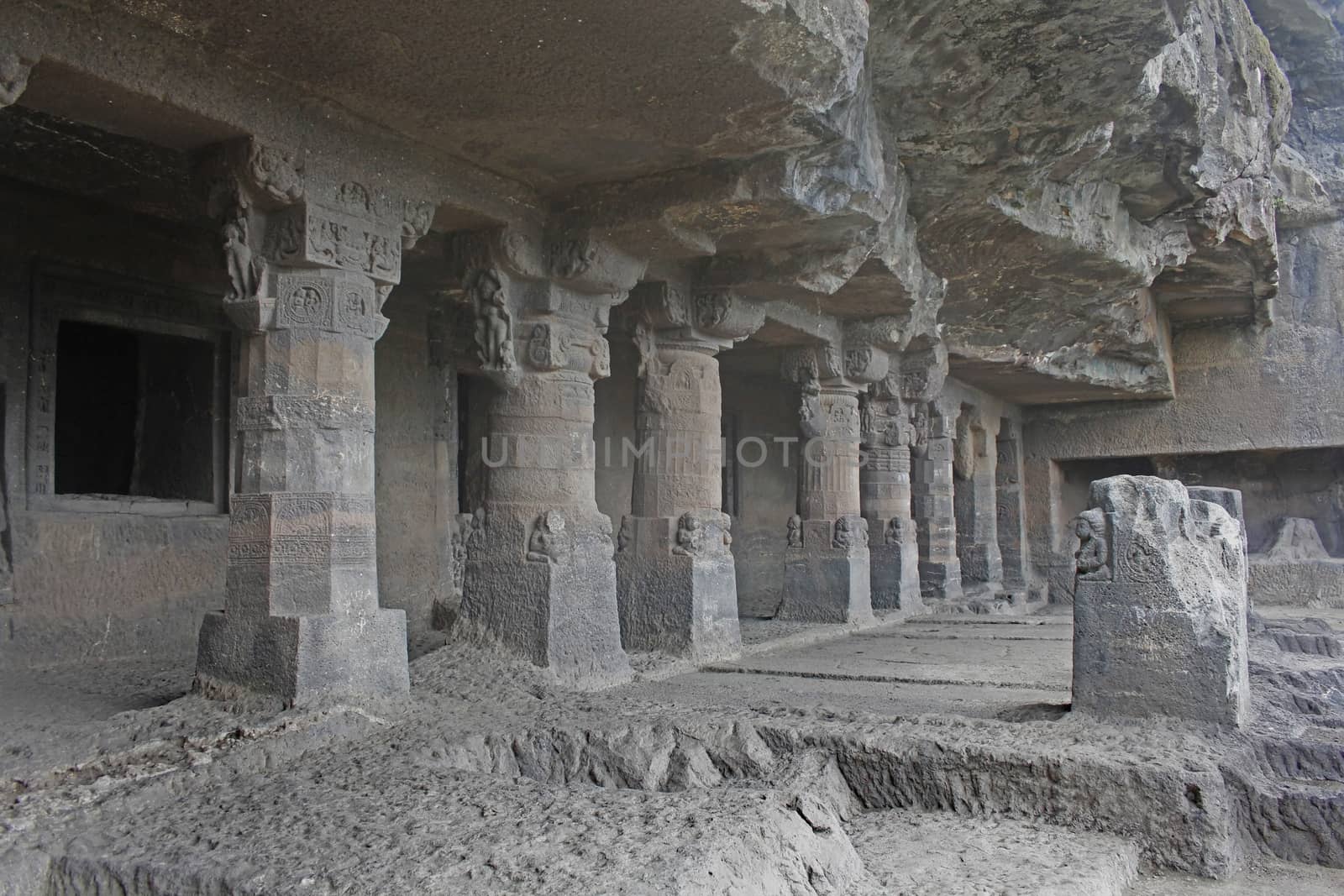 The Aurangabad caves are 12 artificial rock-cut Buddhist shrines located on a hill running roughly east to west, nearly 2 km north from Bibi Ka Maqbara in Aurangabad, Maharashtra, India. The Aurangabad Caves were dug out of comparatively soft basalt rock during the 6th and 7th century. Caves are divided into three separate groups depending on their location.