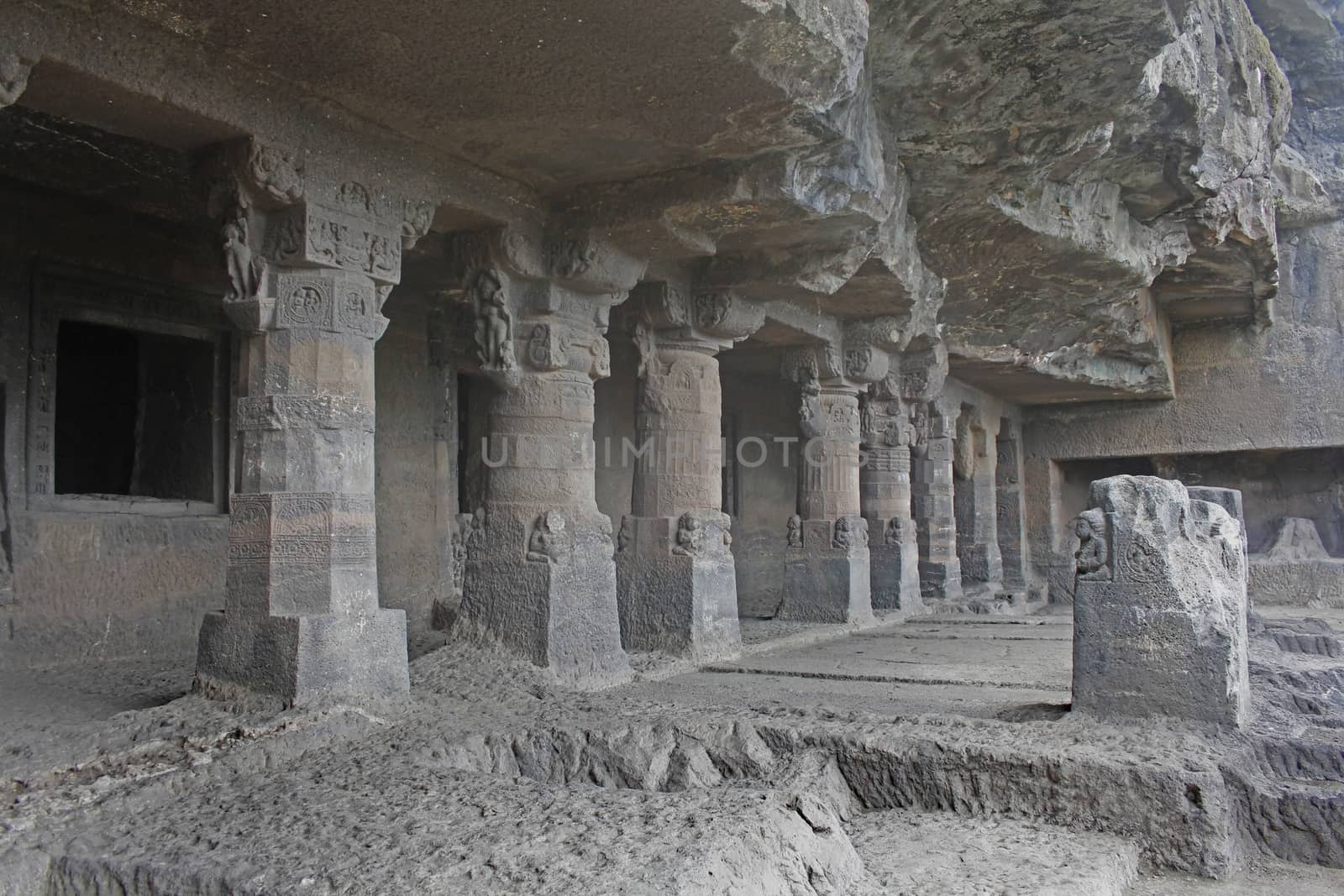 The Aurangabad caves are 12 artificial rock-cut Buddhist shrines located on a hill running roughly east to west, nearly 2 km north from Bibi Ka Maqbara in Aurangabad, Maharashtra, India. The Aurangabad Caves were dug out of comparatively soft basalt rock during the 6th and 7th century. Caves are divided into three separate groups depending on their location.