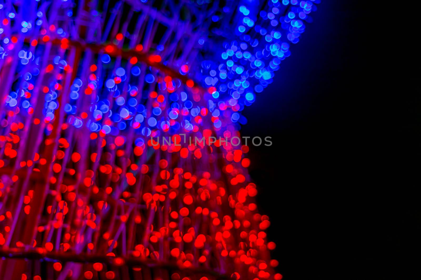 Colorful bokeh lights, abstract blur background in night