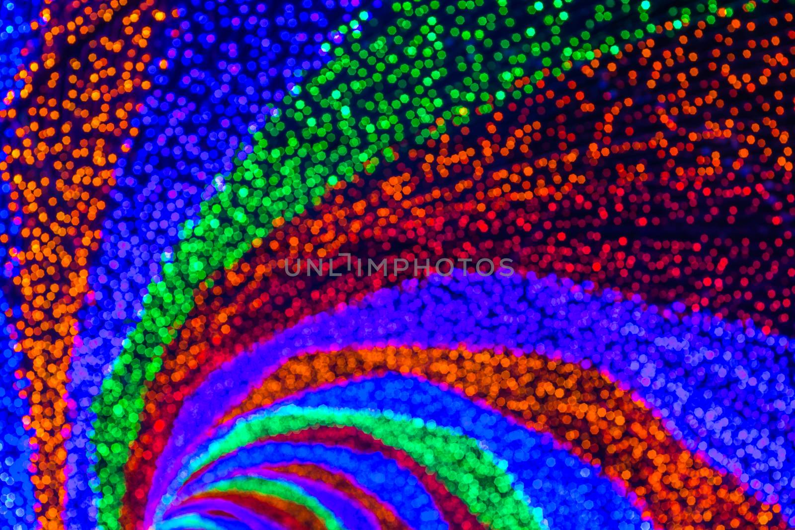 Beautiful rainbow bokeh abstract background from tunnel lights