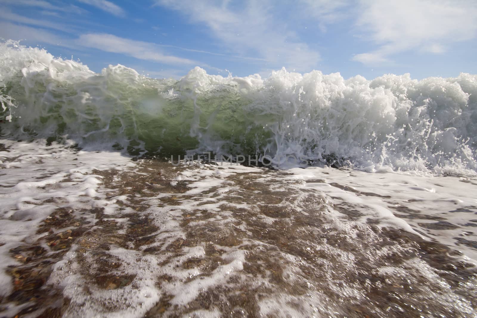 sea wave directly before us