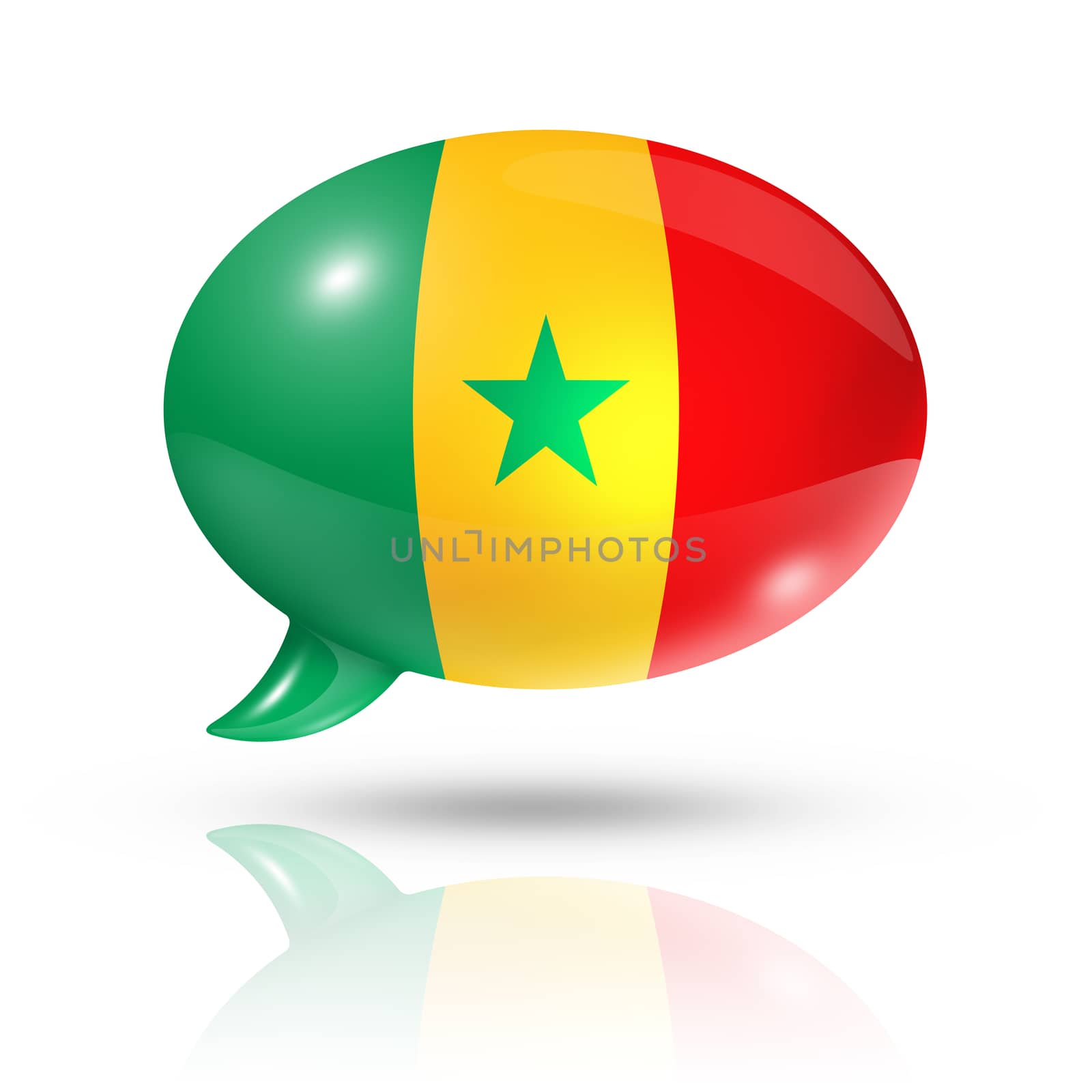 three dimensional Senegal flag in a speech bubble isolated on white with clipping path