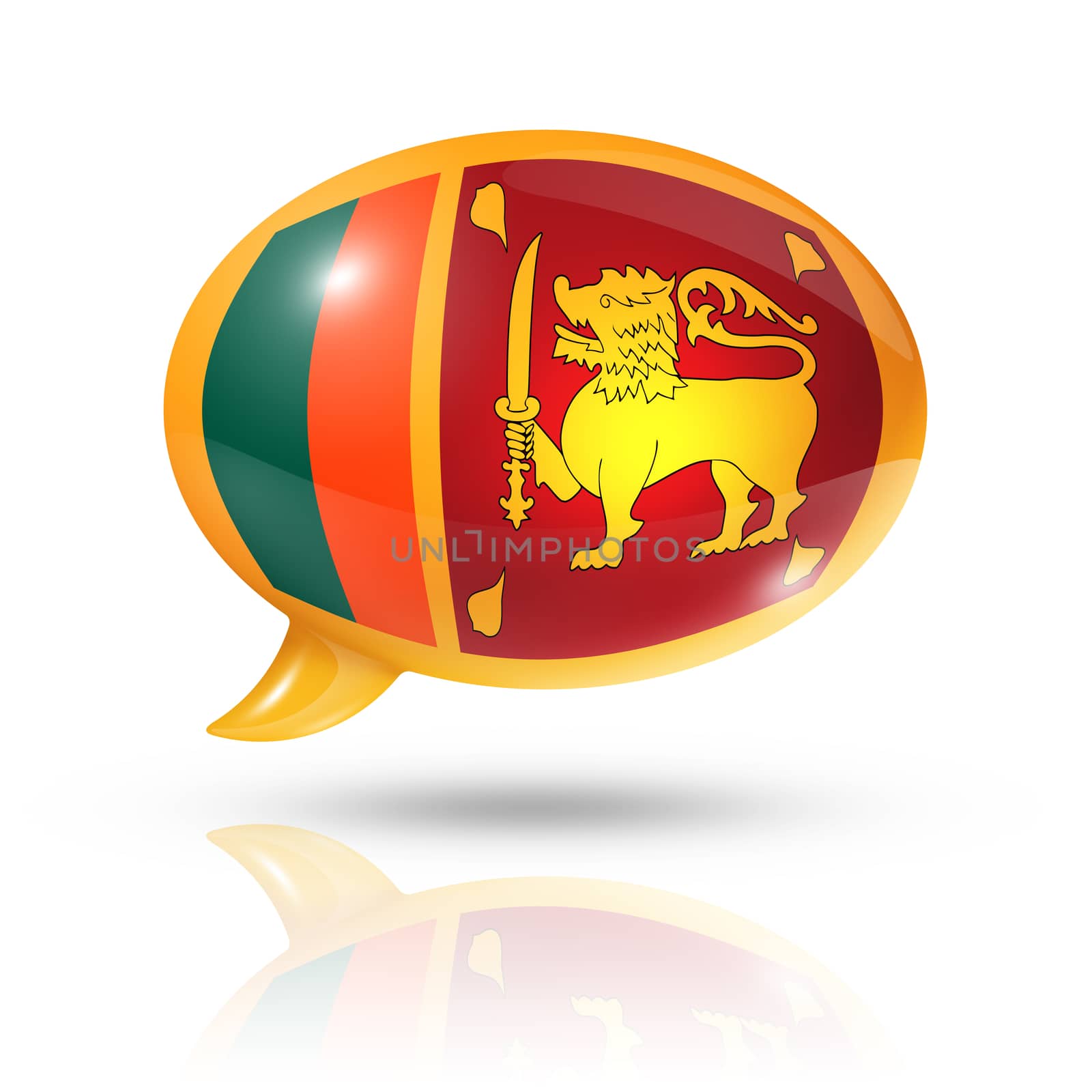 three dimensional Sri Lanka flag in a speech bubble isolated on white with clipping path