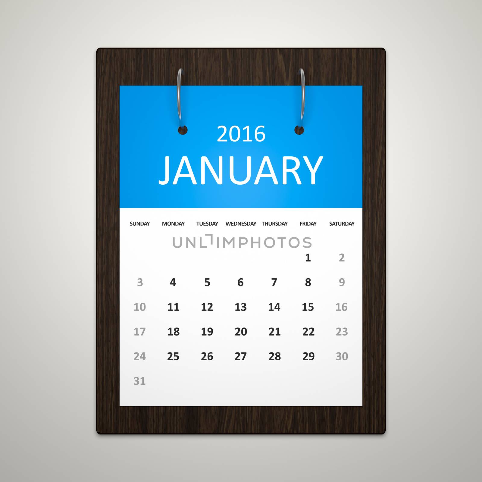 An image of a stylish calendar for event planning january 2016