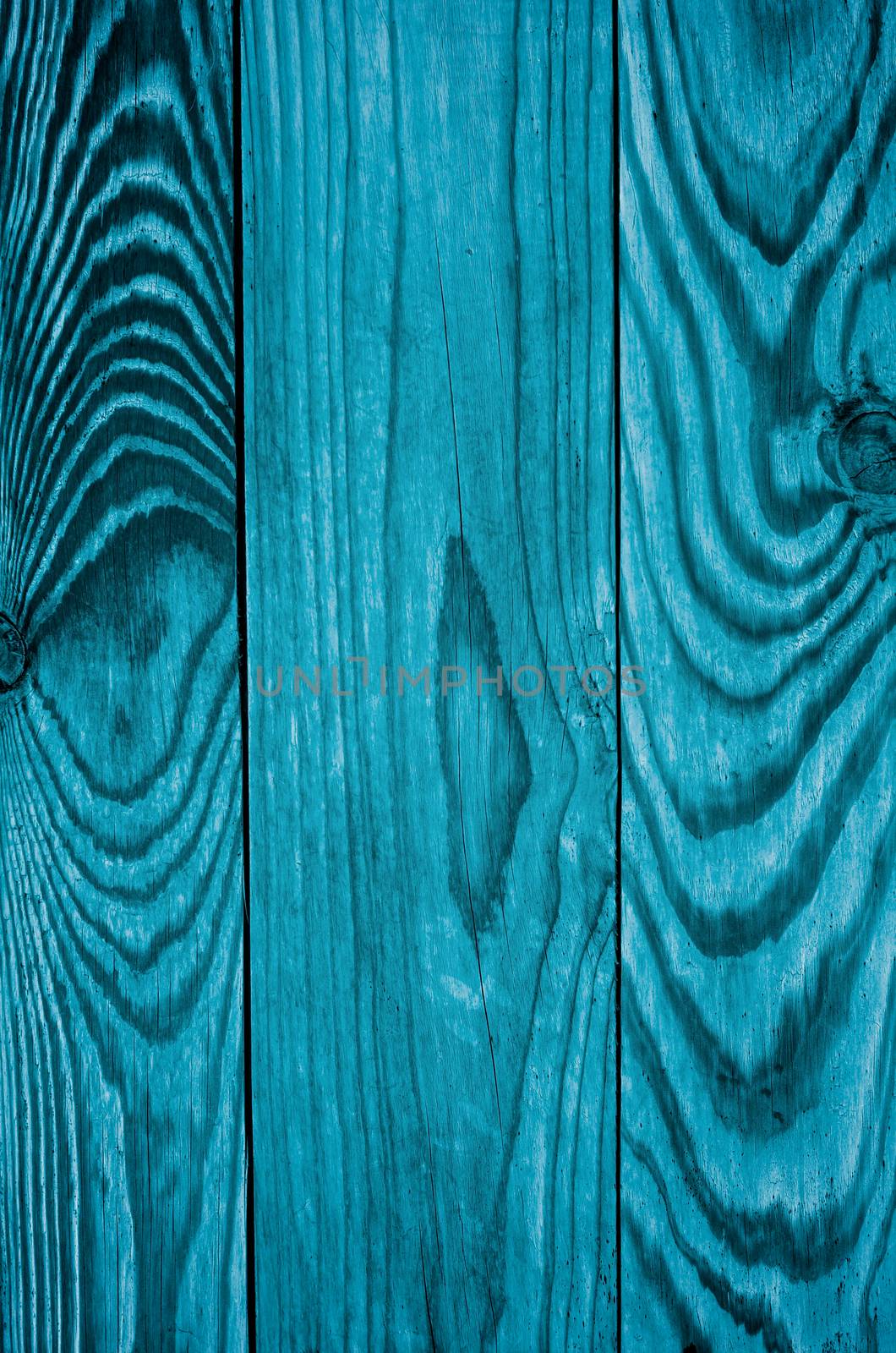 Turquoise Weathered Brushed Plank Wooden Background with Rough closeup. Vertical View