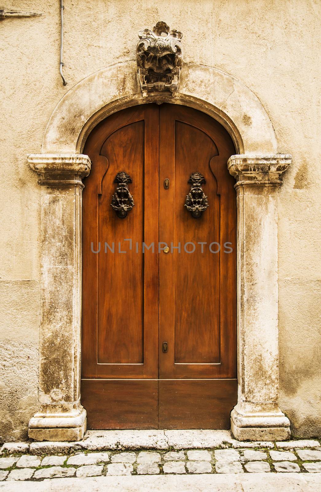italian door in a small village, Italy