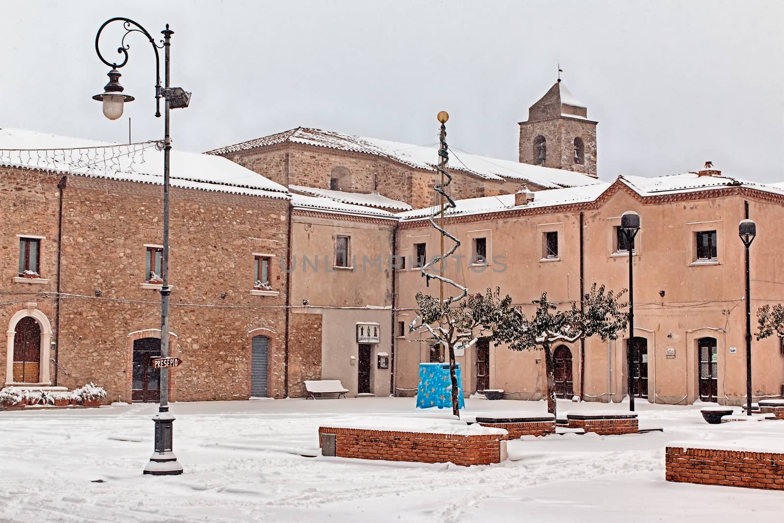 small village square snow