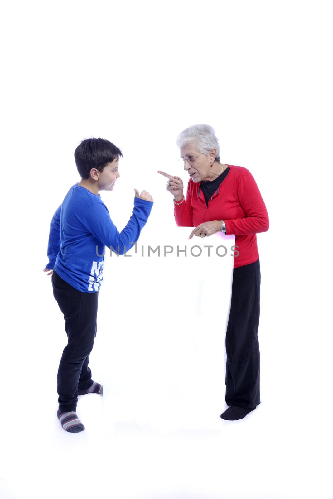 grandmother and grandson playing in the background.