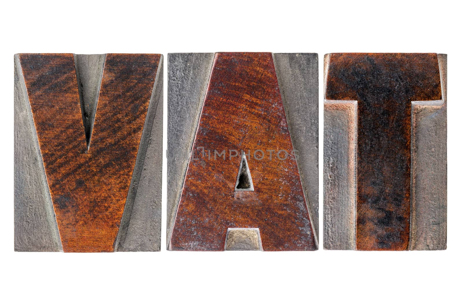 VAT (value added tax) - text in isolated letterpress wood type printing blocks