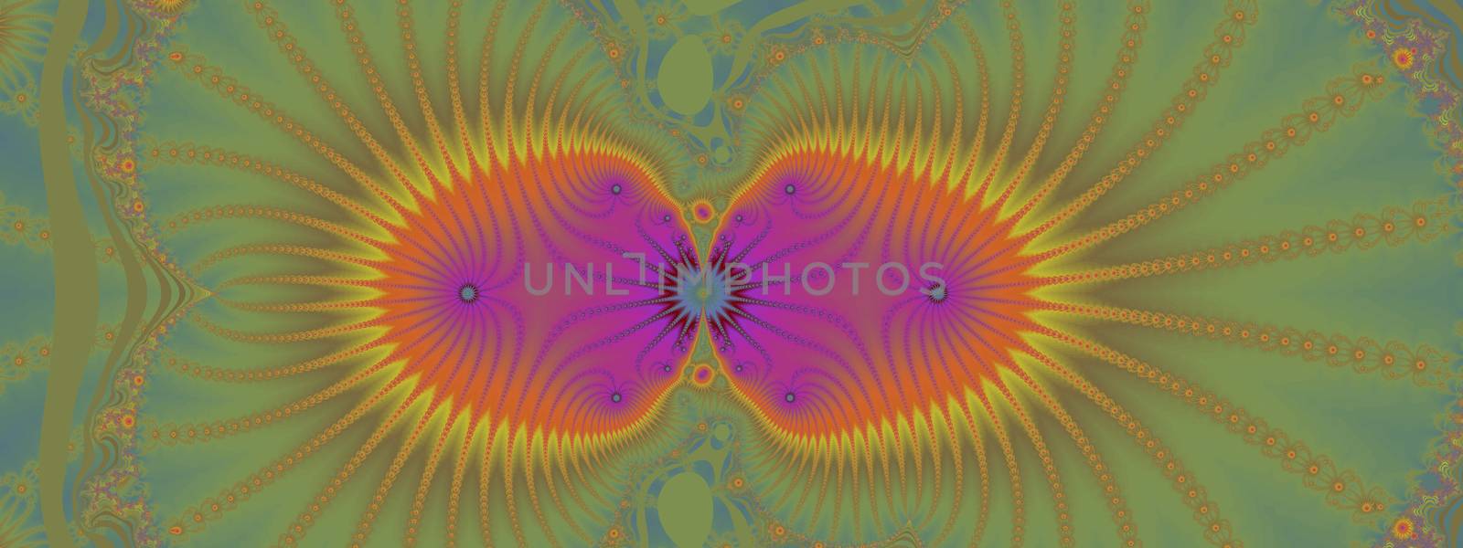 An abstract fractal design representing a spring flower in pastel multiple colors.