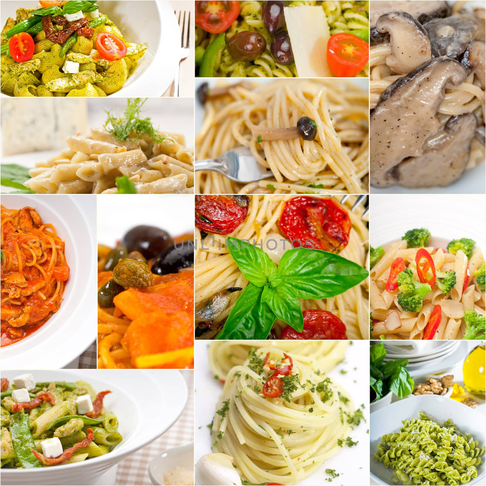 collection of different type of Italian pasta collage by keko64