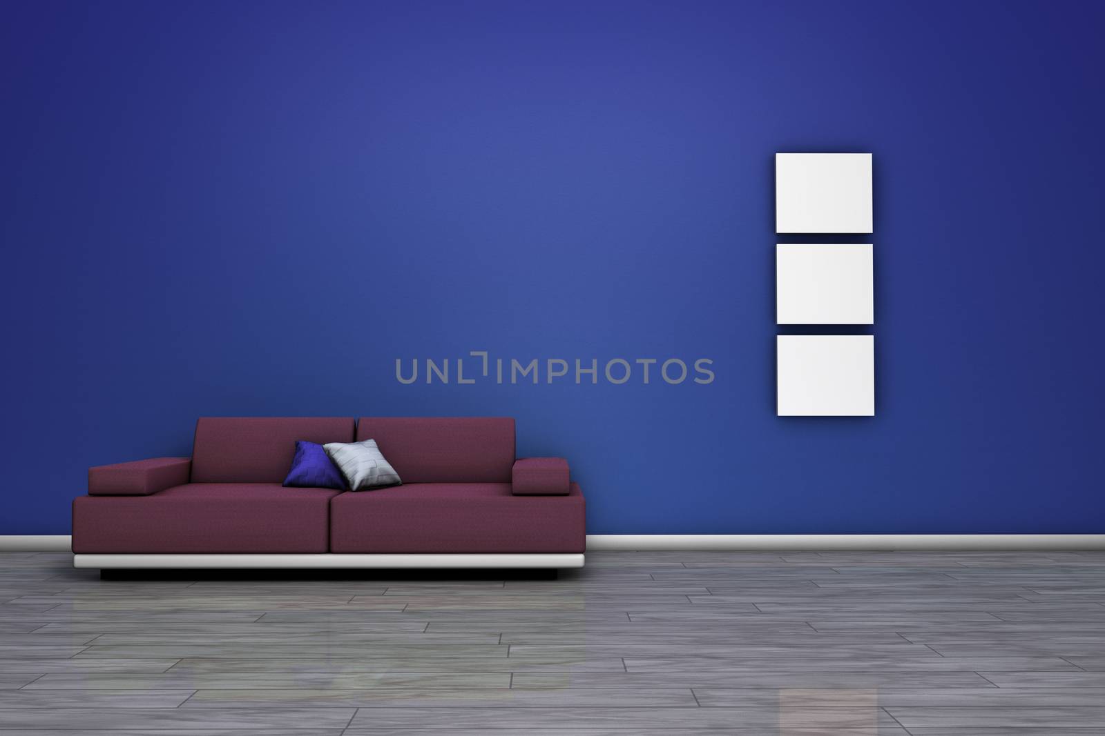 Sofa And Blue Empty Wall by nirodesign