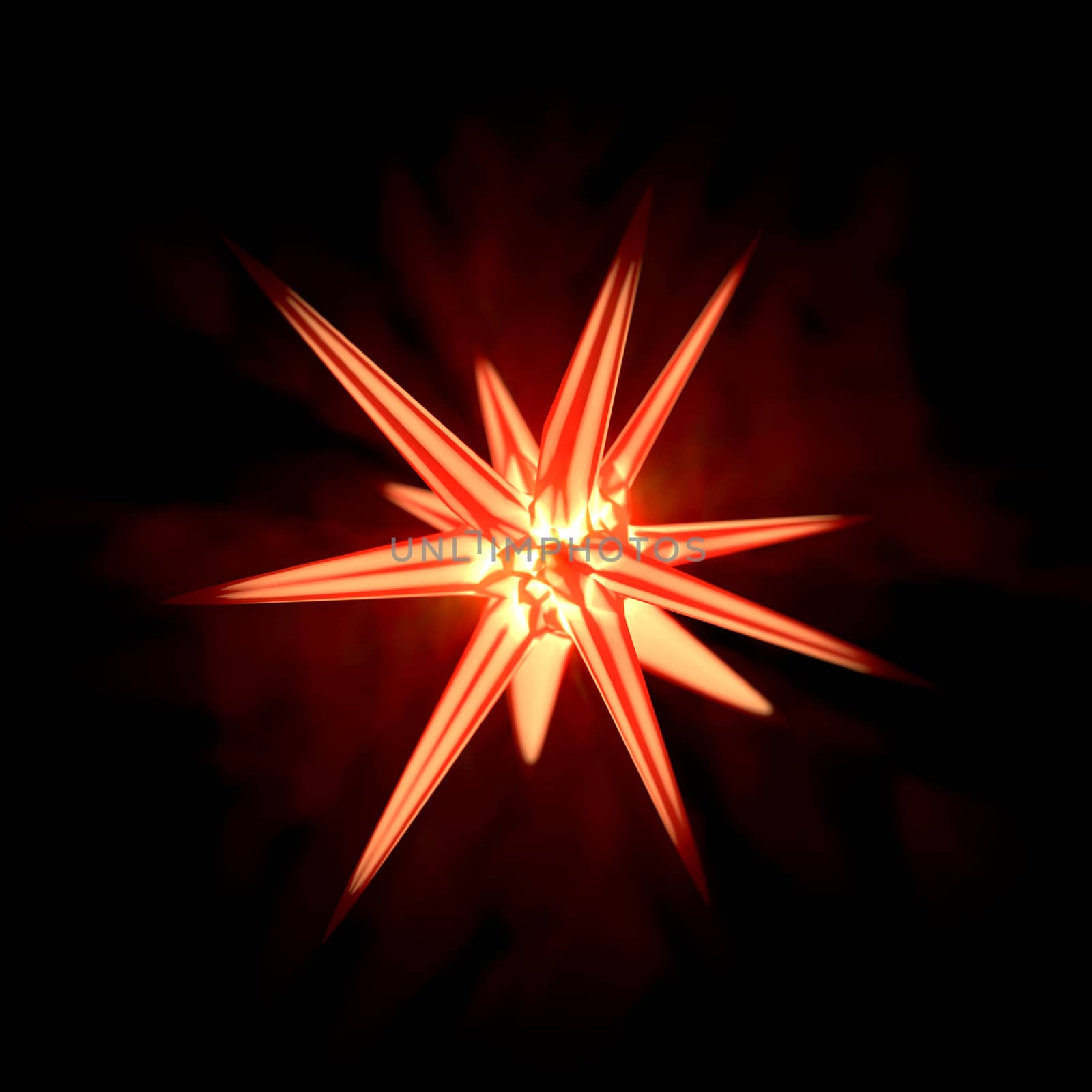 Abstract red crystal on the black background