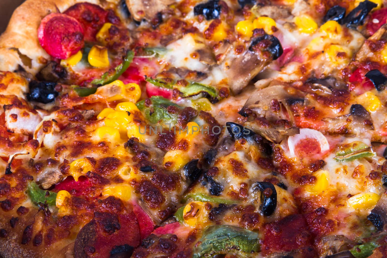 Close up view of delicious fresh pizza.