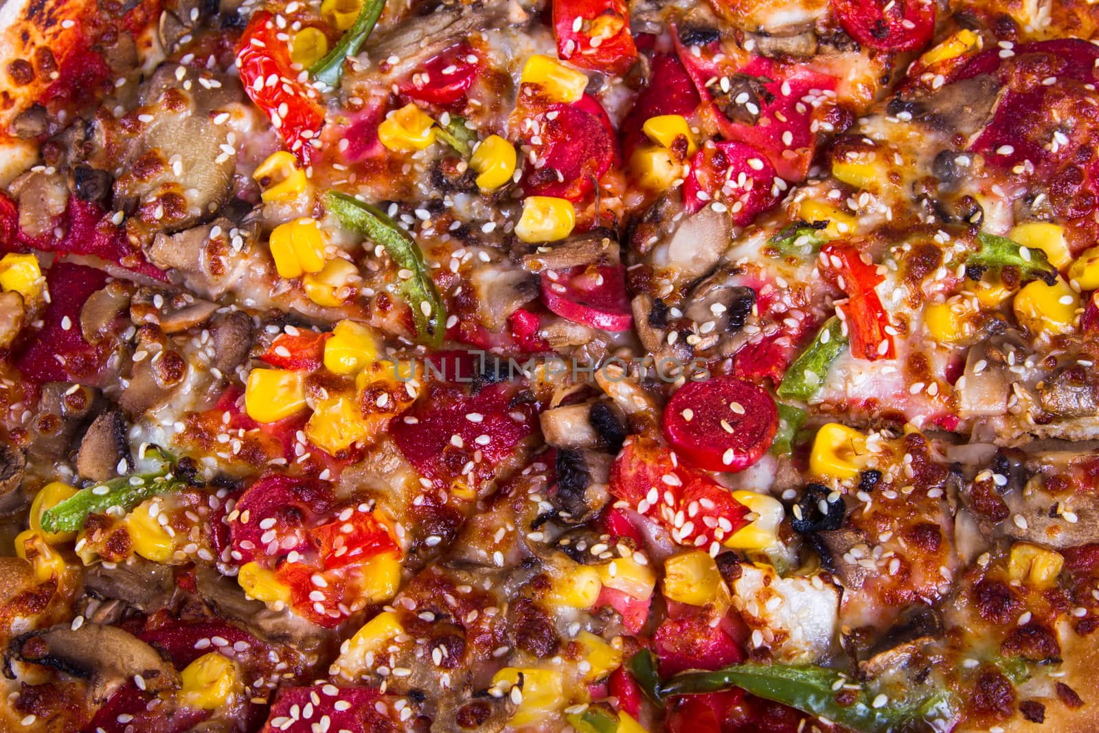 Close up view of delicious fresh pizza.