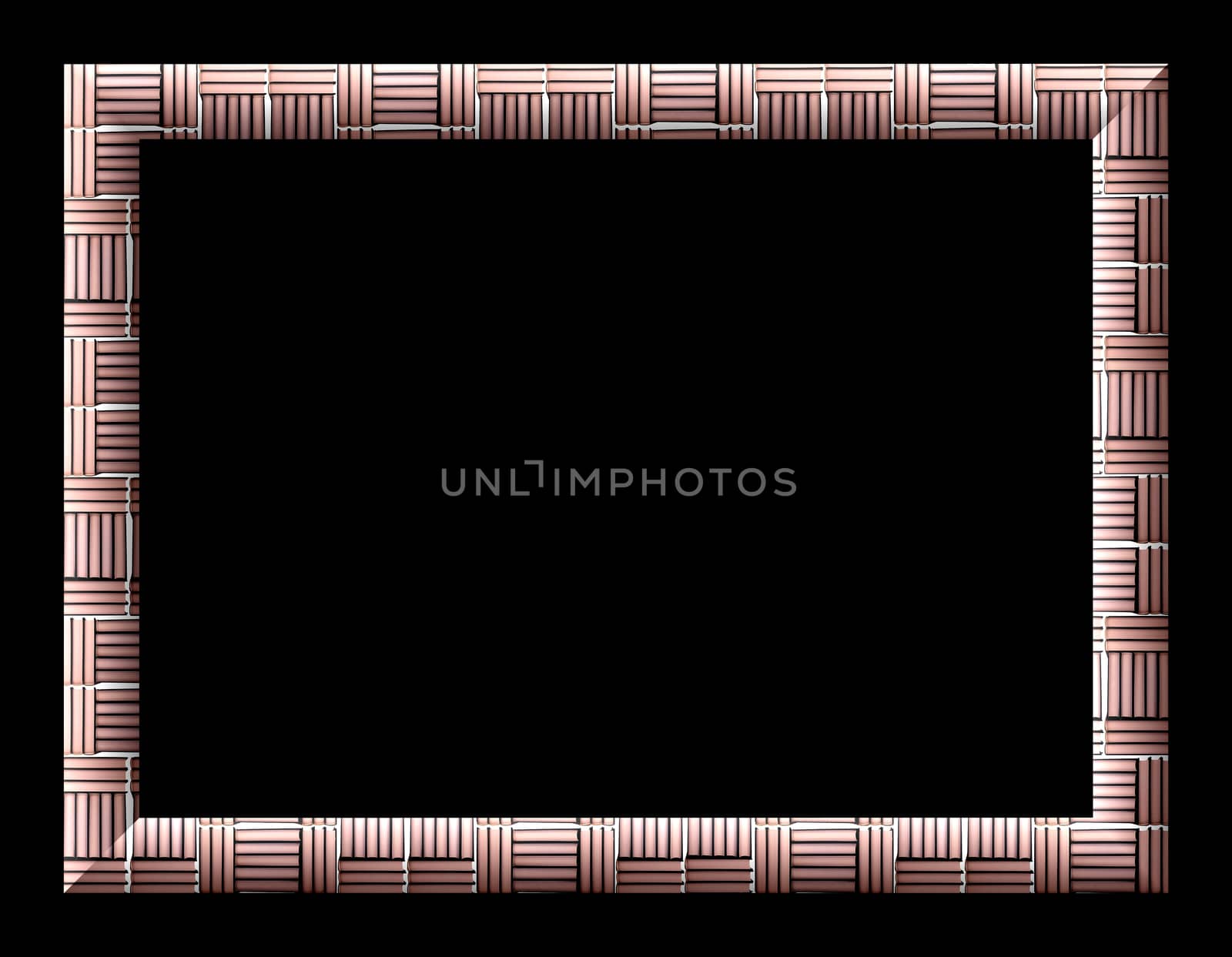 Frame empty convex texture of brown tone stacks of books on a black background