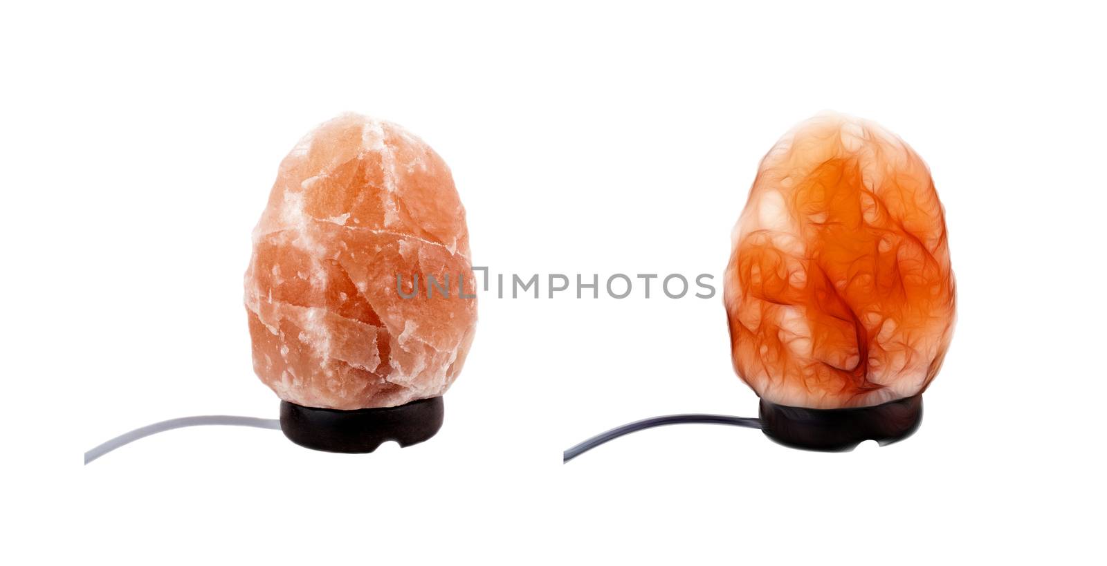 Electric household salt lamp isolated on white background