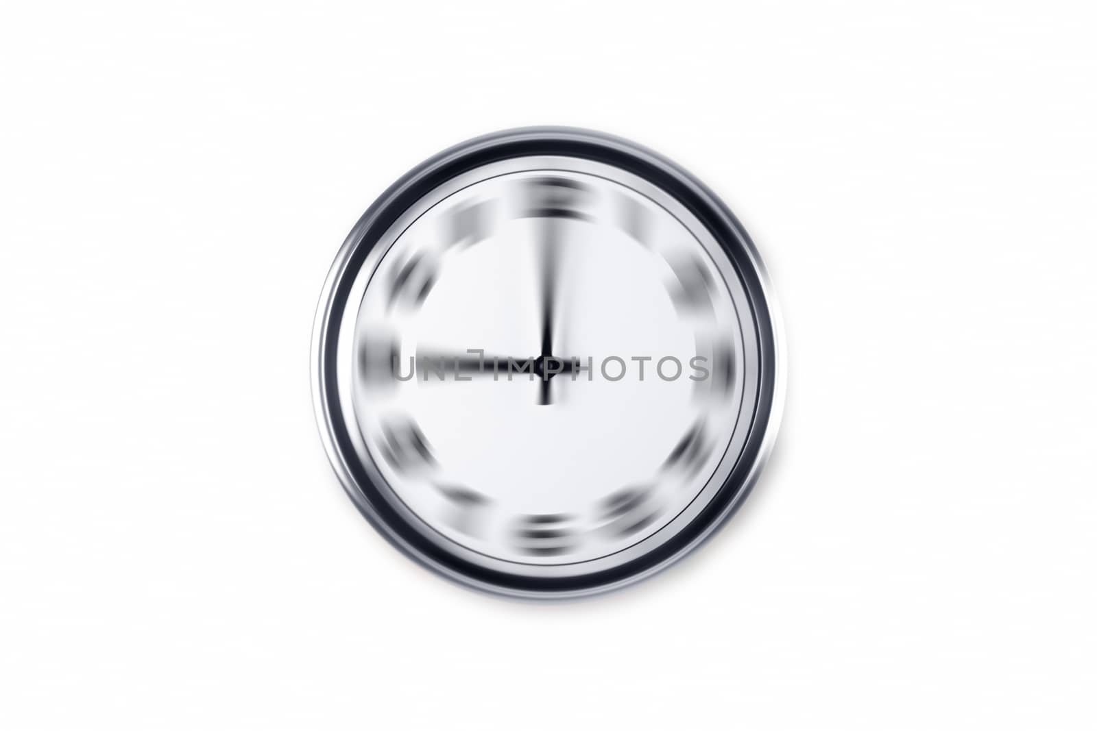 Radial blurry wall clock, isolated on white background.
