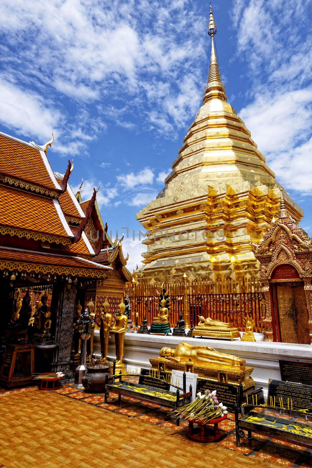 golden stupa, chiang mai, thailand by cozyta