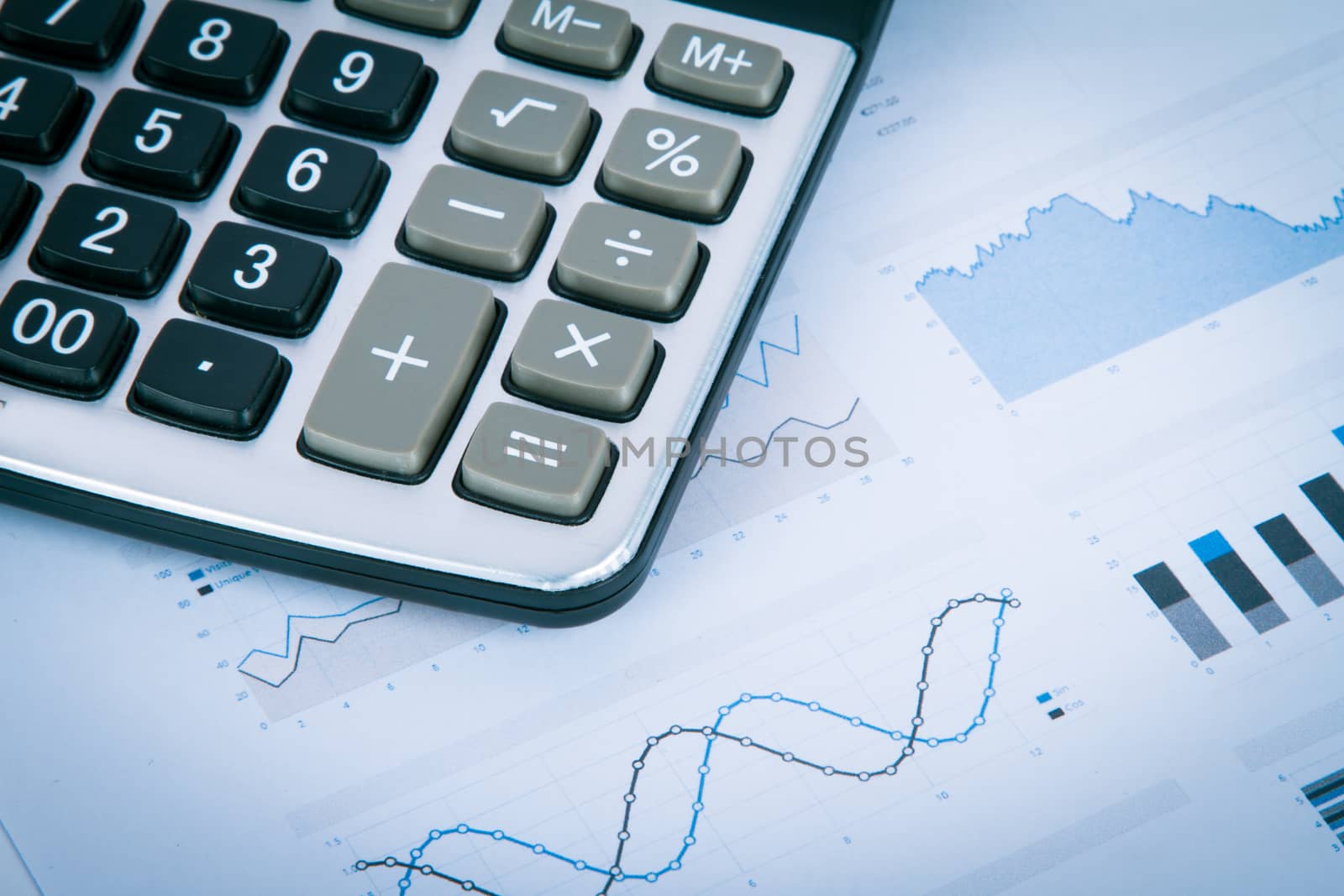 Finance concept, calculator on financial data result analysis.