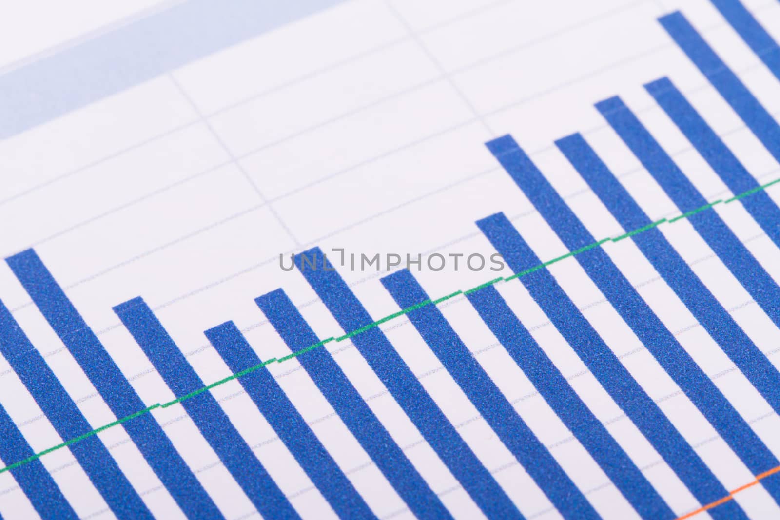 Financial bar chart graph analysis.