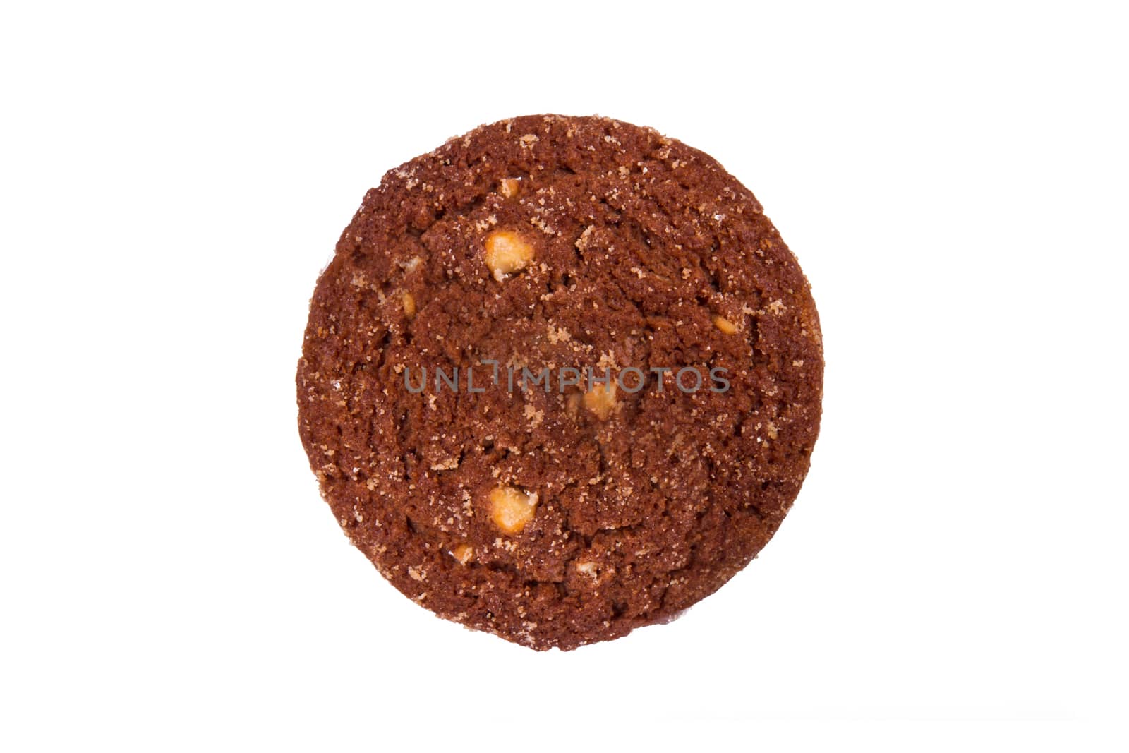 Single cookie chip, isolated on white background.