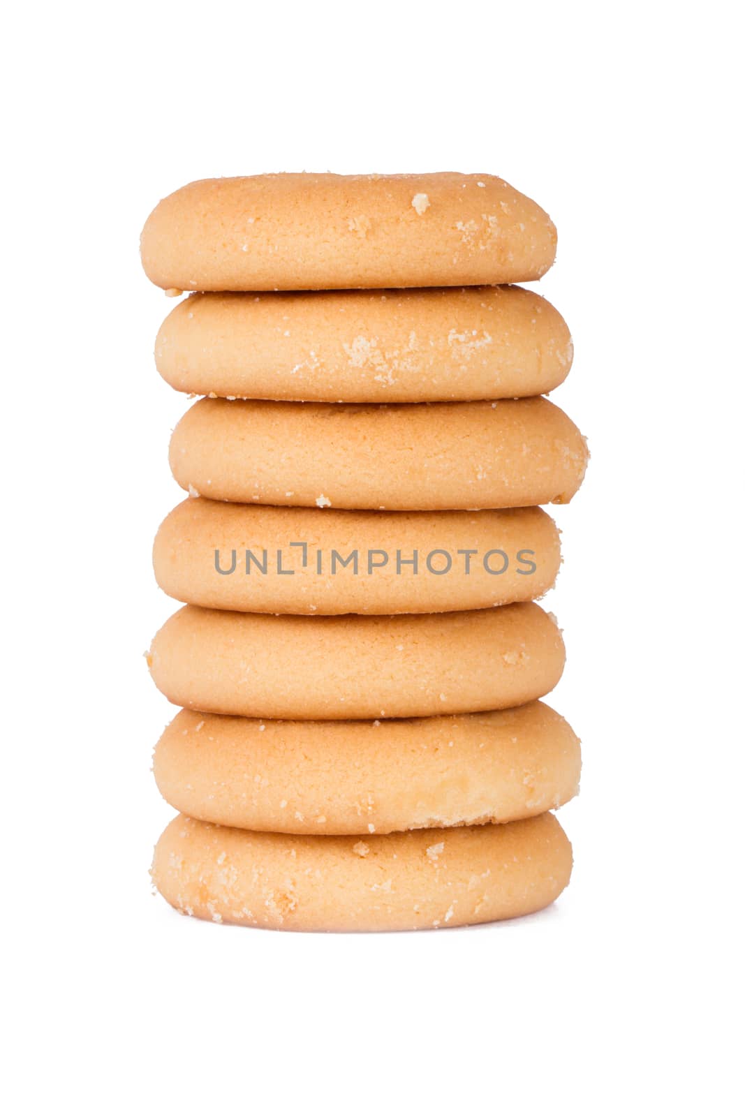 Pile of cookies, isolated on white background.