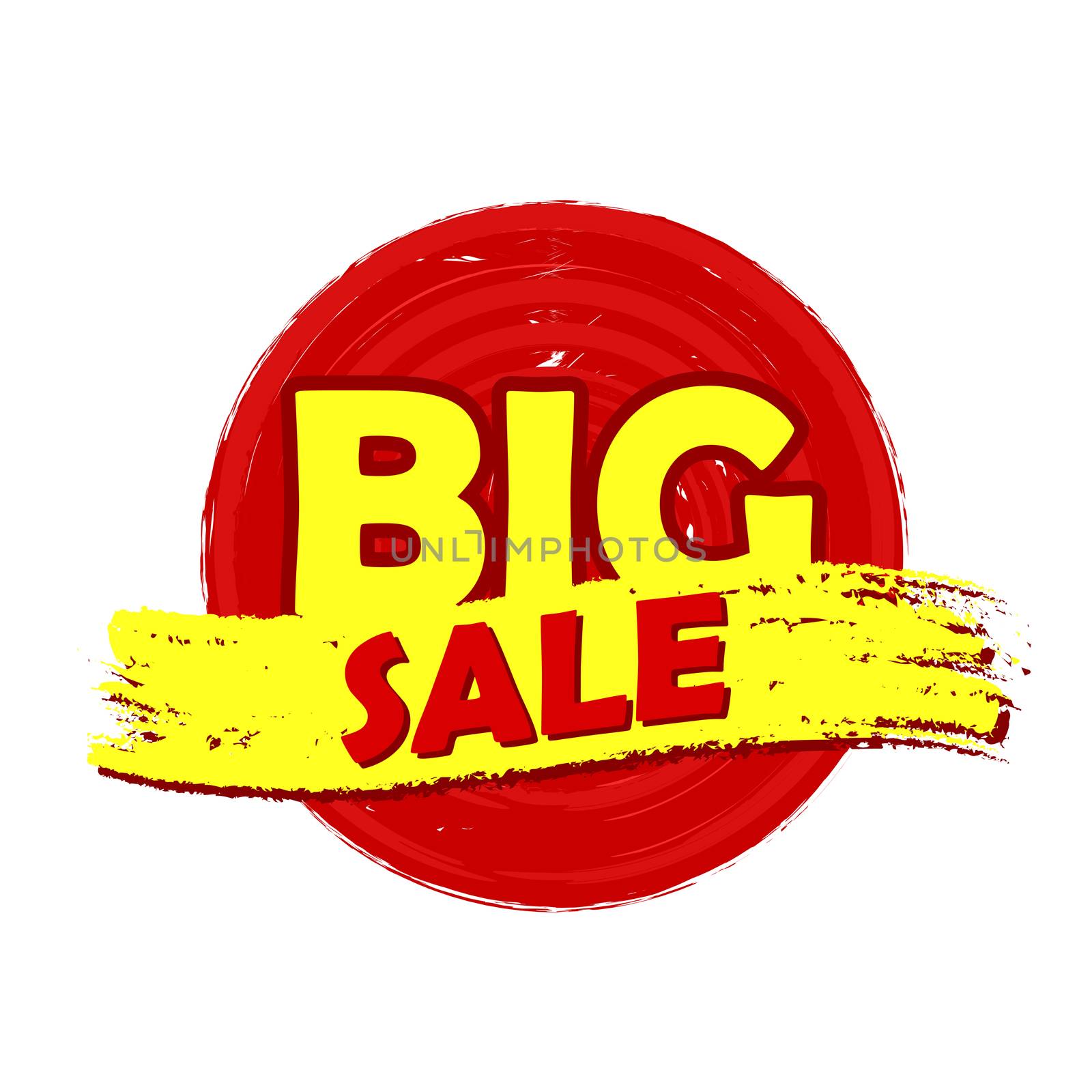 big sale round drawn label by marinini