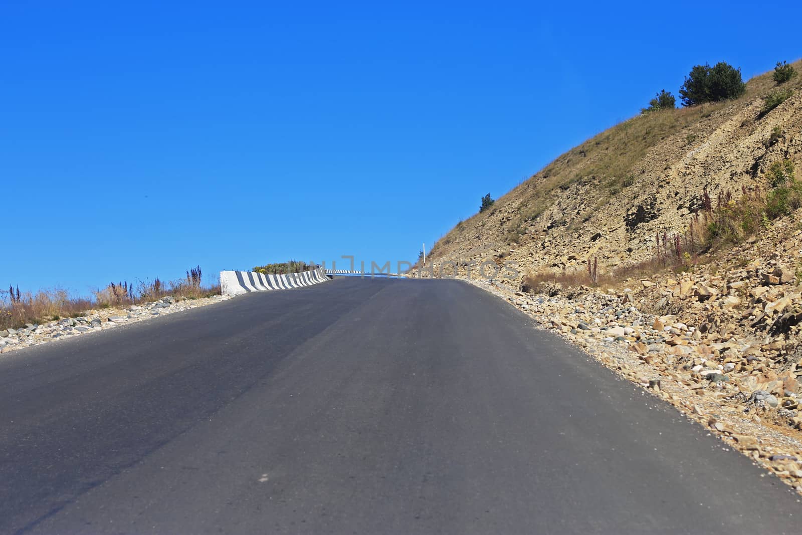 Mountain highway and landscape. North Caucasus travel.