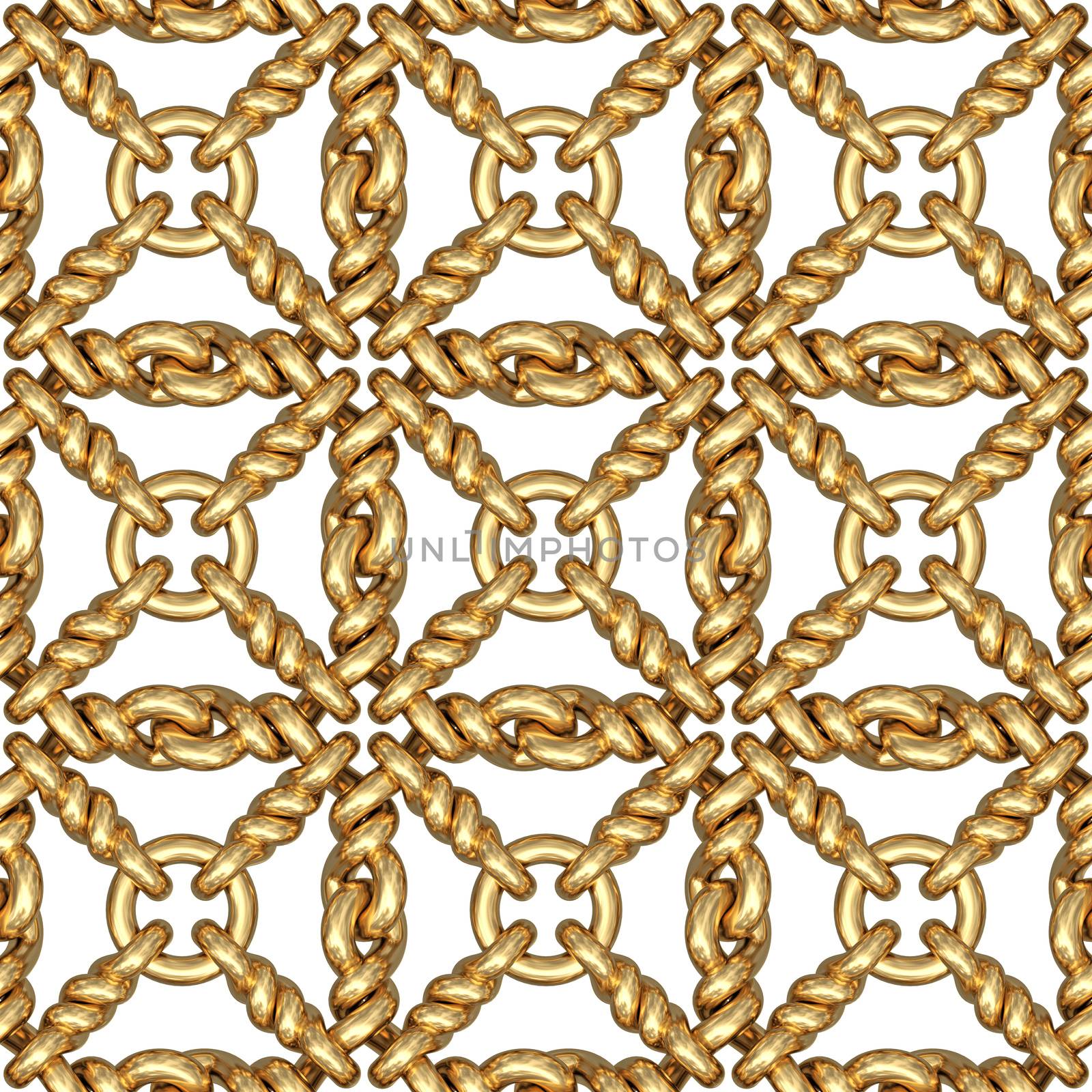 Seamless pattern of gold wire mesh or fence on white by oneo