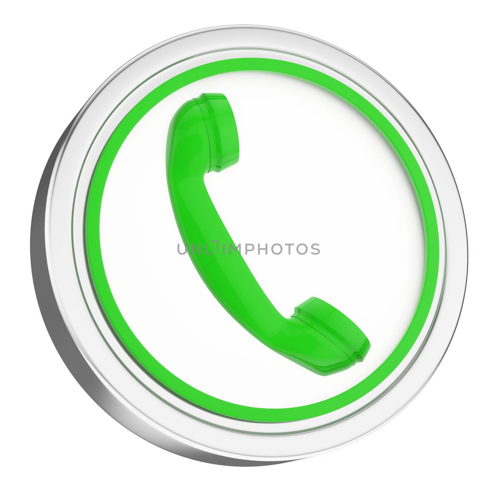 3D green phone icon button by Draw05