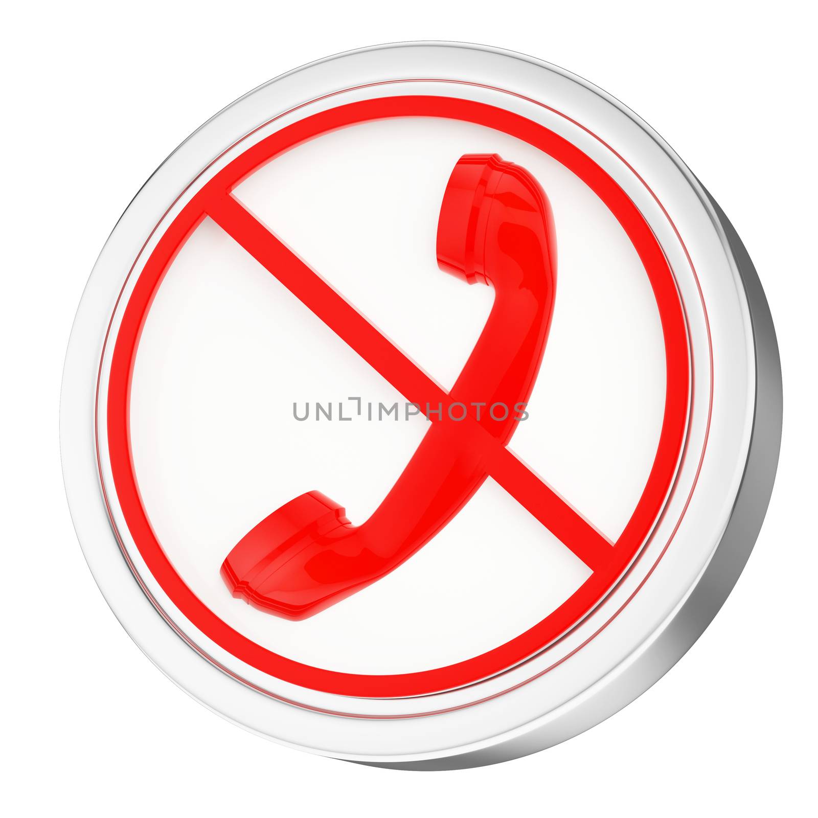 3D phone icon, button, red glossy circle, stop call by Draw05