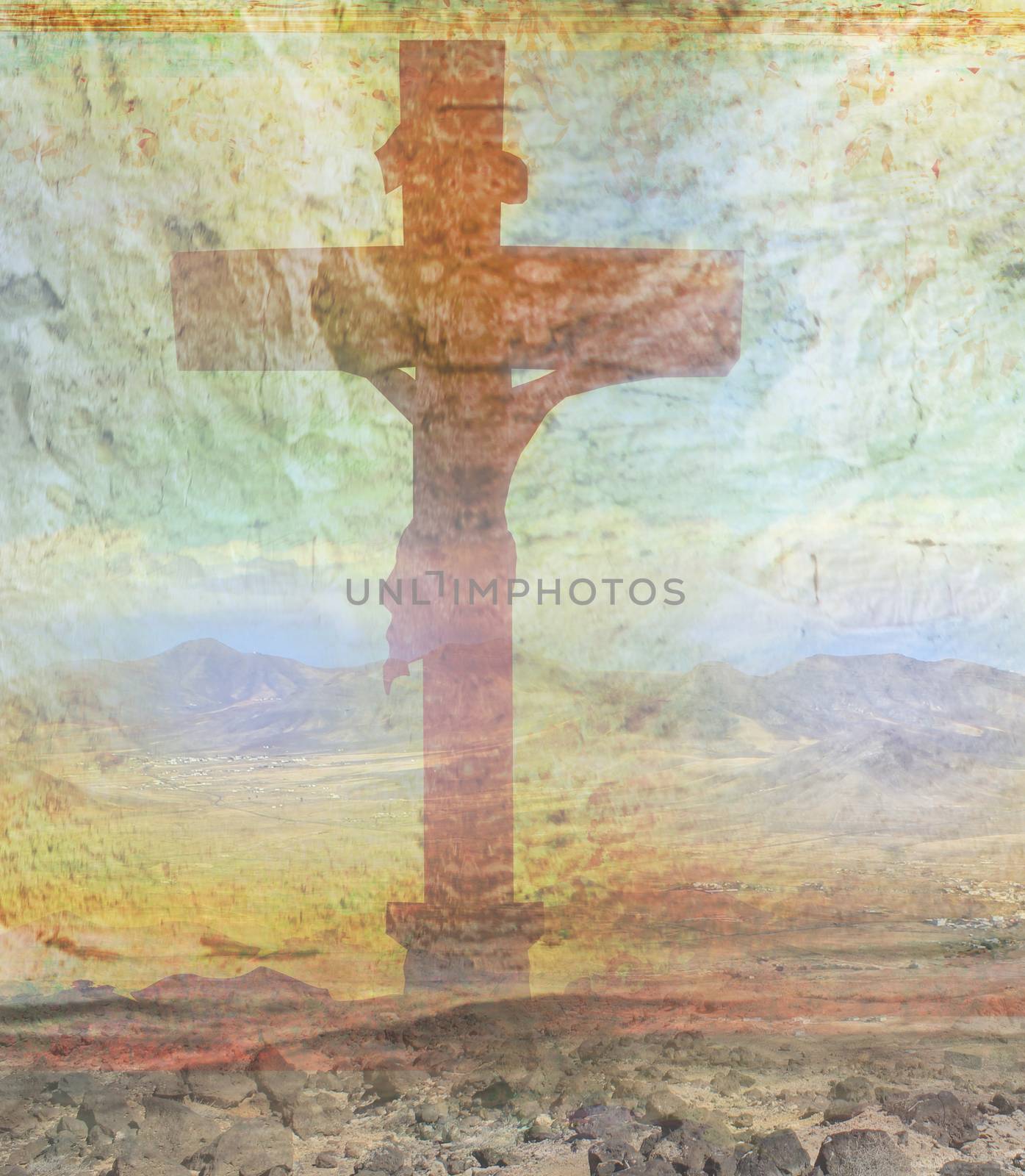 Jesus Christ crucified , grunge background