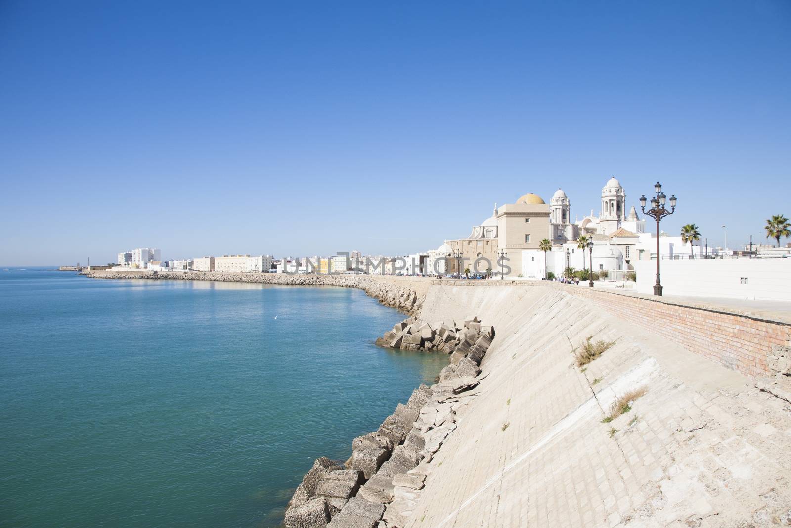 Cadiz city waterfront coastline Atlantic ocean in Andalusia Spain Europe